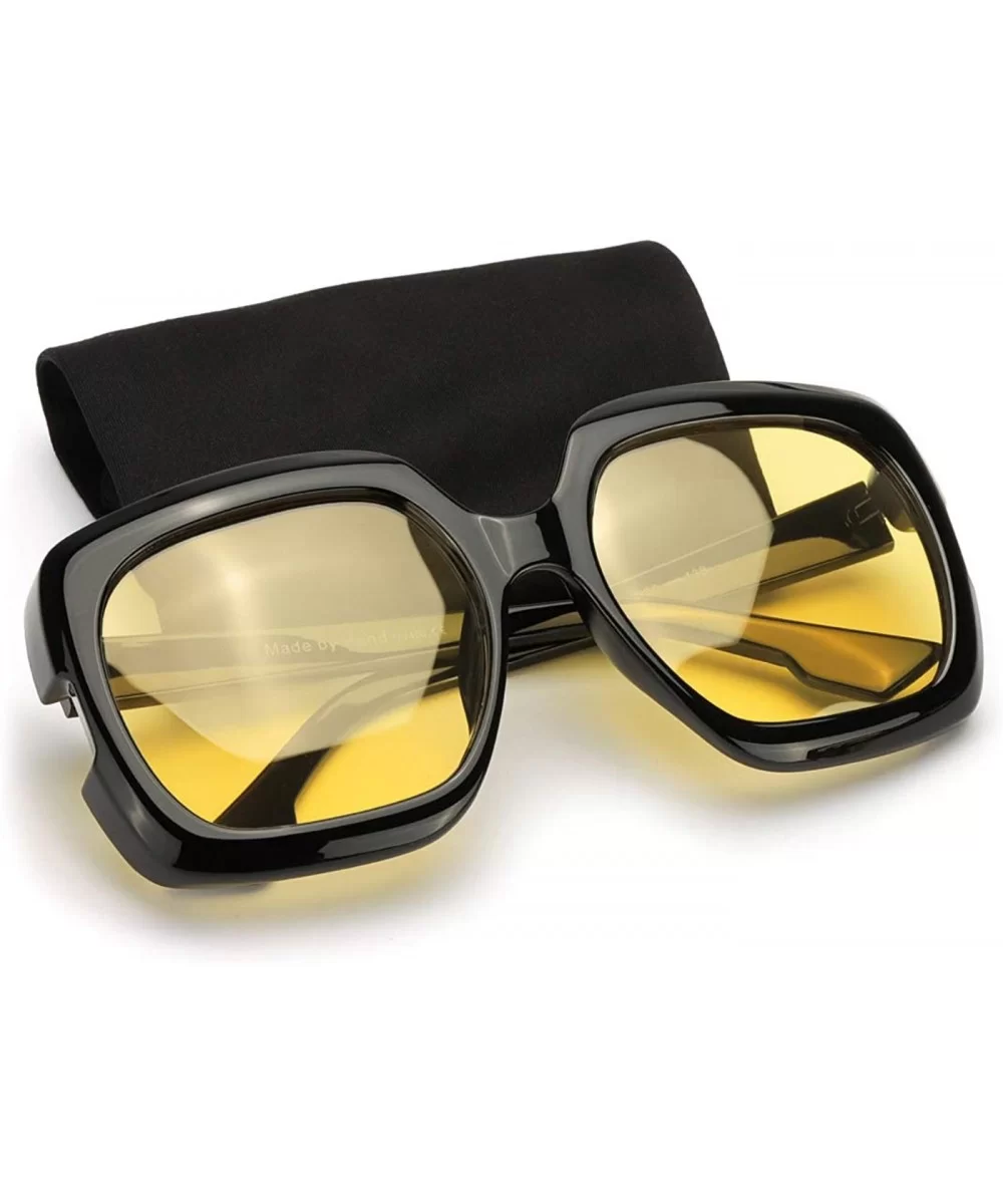 Night-Driving Glasses for Women - HD Polarized Yellow Lens Oversized Frame - CW18WHDLSHT $19.71 Oversized