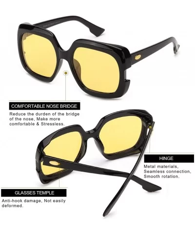 Night-Driving Glasses for Women - HD Polarized Yellow Lens Oversized Frame - CW18WHDLSHT $19.71 Oversized