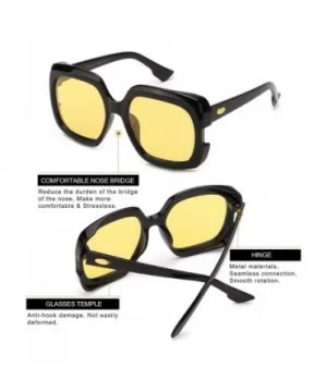 Night-Driving Glasses for Women - HD Polarized Yellow Lens Oversized Frame - CW18WHDLSHT $19.71 Oversized