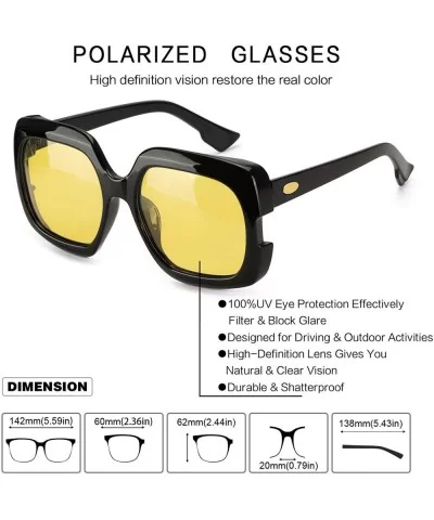 Night-Driving Glasses for Women - HD Polarized Yellow Lens Oversized Frame - CW18WHDLSHT $19.71 Oversized