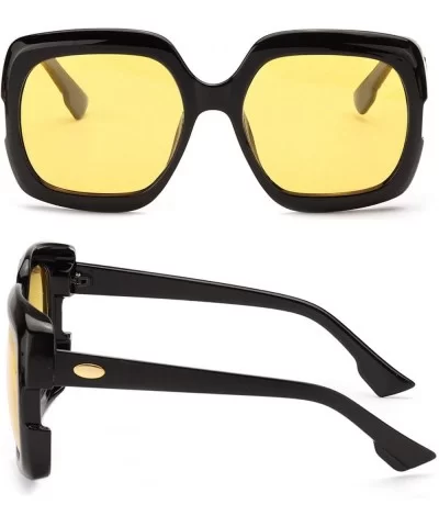 Night-Driving Glasses for Women - HD Polarized Yellow Lens Oversized Frame - CW18WHDLSHT $19.71 Oversized