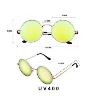 John Lennon Sunglasses Round Shades Gold Frame Mirror Lenses Retro - Green Ice - CM12O56FFJL $4.97 Round