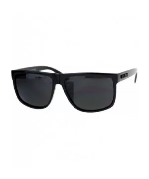 KUSH Sunglasses Classic Black Square Frame Unisex Fashion Shades UV 400 - Glossy Black - CH186KUIL3G $7.68 Square