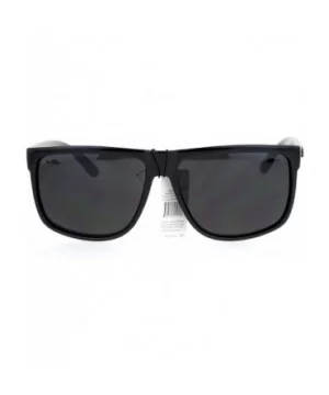 KUSH Sunglasses Classic Black Square Frame Unisex Fashion Shades UV 400 - Glossy Black - CH186KUIL3G $7.68 Square