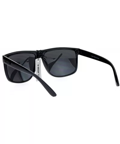 KUSH Sunglasses Classic Black Square Frame Unisex Fashion Shades UV 400 - Glossy Black - CH186KUIL3G $7.68 Square