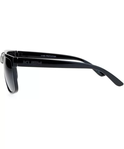 KUSH Sunglasses Classic Black Square Frame Unisex Fashion Shades UV 400 - Glossy Black - CH186KUIL3G $7.68 Square