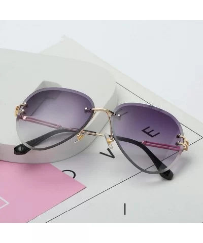 RimlSunglasses Women Sun Glasses Gradient Shades Cutting Lens FramelMetal Eyeglasses UV400 - Pink - CC1984A9HQC $13.16 Round