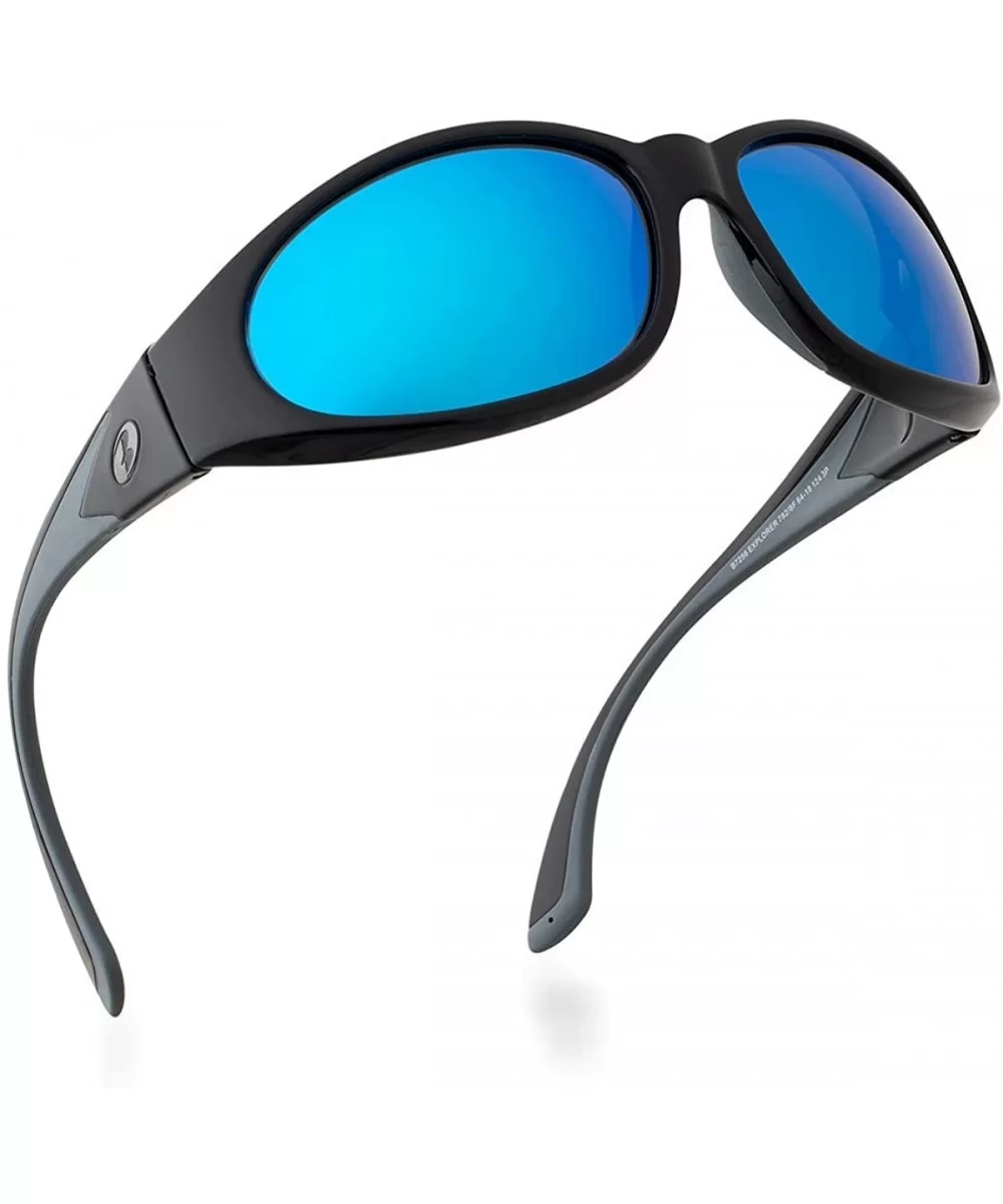 Sunglasses for Men & Women- Polarized glass lens- Color Mirrored Scratch Proof - Black/Blue Mirrored - CJ1967UWYGW $22.86 Ove...