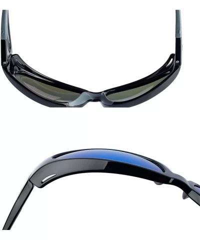 Sunglasses for Men & Women- Polarized glass lens- Color Mirrored Scratch Proof - Black/Blue Mirrored - CJ1967UWYGW $22.86 Ove...