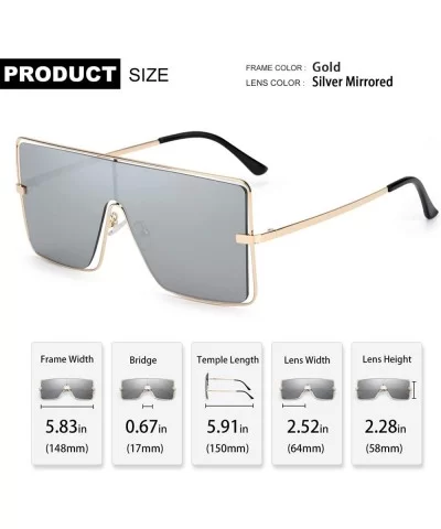 Fashion Oversized Sunglasses for Women Square Metal Frame Stylish Flat Designer Shades 100% UV Protection - CL196WY9GRC $12.5...