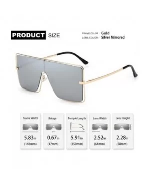 Fashion Oversized Sunglasses for Women Square Metal Frame Stylish Flat Designer Shades 100% UV Protection - CL196WY9GRC $12.5...