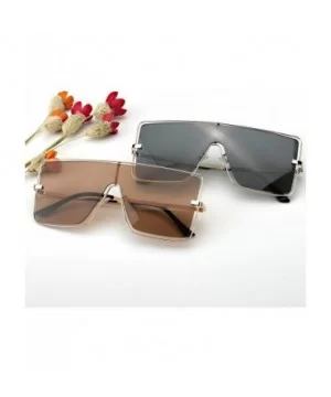 Fashion Oversized Sunglasses for Women Square Metal Frame Stylish Flat Designer Shades 100% UV Protection - CL196WY9GRC $12.5...