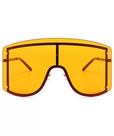 Fashion Oversize Sunglasses Gradient Glasses - Yellow - CD190O4Z5QA $14.30 Shield