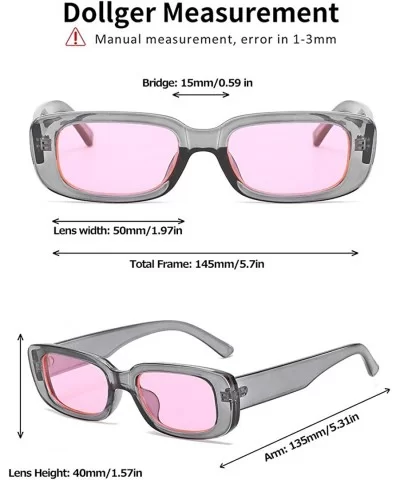 Rectangle Sunglasses for Women Retro Fashion Sunglasses UV 400 Protection Square Frame Eyewear - CR19C79QYIZ $8.91 Rectangular