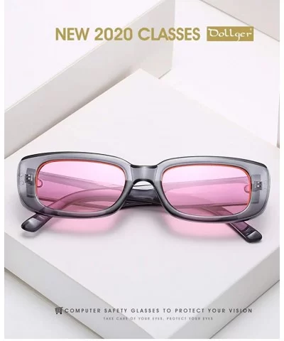 Rectangle Sunglasses for Women Retro Fashion Sunglasses UV 400 Protection Square Frame Eyewear - CR19C79QYIZ $8.91 Rectangular