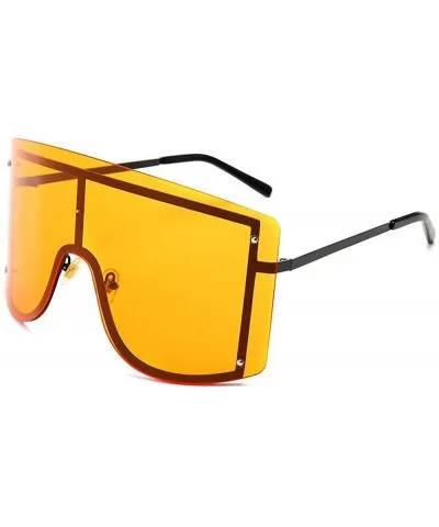 Fashion Oversize Sunglasses Gradient Glasses - Yellow - CD190O4Z5QA $14.30 Shield