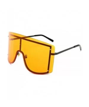 Fashion Oversize Sunglasses Gradient Glasses - Yellow - CD190O4Z5QA $14.30 Shield