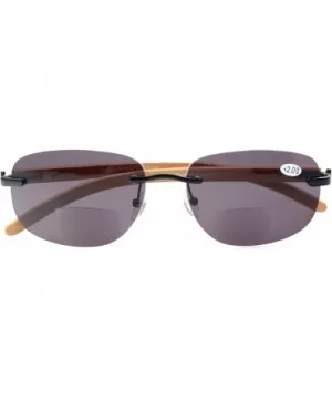 Mens Womens Rimless Bifocal Sunshine readers In Wood Temple And Spring Hinges - Black - CM18ECRIO5S $15.54 Rimless