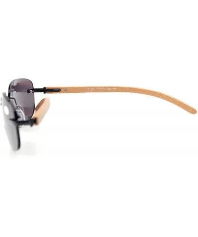 Mens Womens Rimless Bifocal Sunshine readers In Wood Temple And Spring Hinges - Black - CM18ECRIO5S $15.54 Rimless