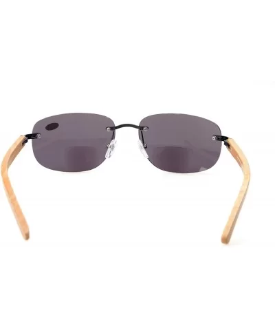 Mens Womens Rimless Bifocal Sunshine readers In Wood Temple And Spring Hinges - Black - CM18ECRIO5S $15.54 Rimless