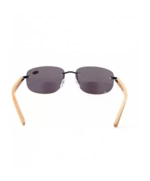 Mens Womens Rimless Bifocal Sunshine readers In Wood Temple And Spring Hinges - Black - CM18ECRIO5S $15.54 Rimless