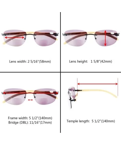 Mens Womens Rimless Bifocal Sunshine readers In Wood Temple And Spring Hinges - Black - CM18ECRIO5S $15.54 Rimless