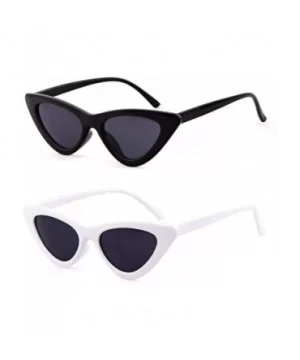 Retro Fashion Women Triangle Cat Eye Sunglasses Small Frame Sunglasses - Black and White - C918GYTYU74 $19.76 Cat Eye