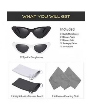 Retro Fashion Women Triangle Cat Eye Sunglasses Small Frame Sunglasses - Black and White - C918GYTYU74 $19.76 Cat Eye