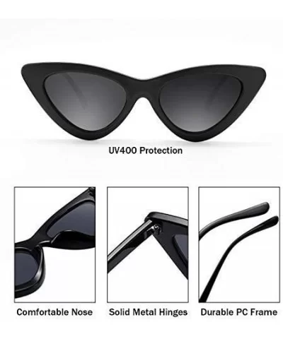 Retro Fashion Women Triangle Cat Eye Sunglasses Small Frame Sunglasses - Black and White - C918GYTYU74 $19.76 Cat Eye