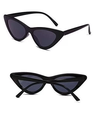 Retro Fashion Women Triangle Cat Eye Sunglasses Small Frame Sunglasses - Black and White - C918GYTYU74 $19.76 Cat Eye