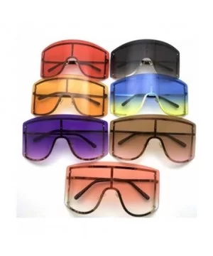 Fashion Oversize Sunglasses Gradient Glasses - Yellow - CD190O4Z5QA $14.30 Shield