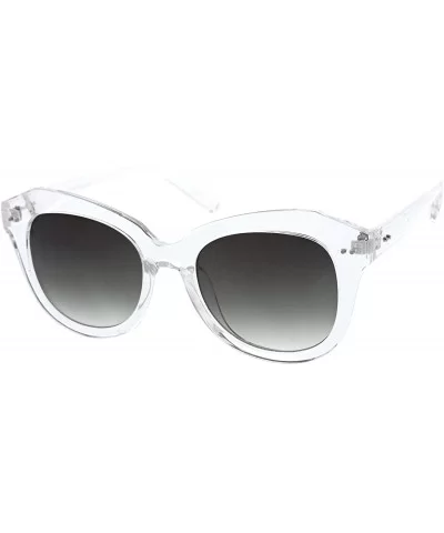 Women's Oversize Horn Rimmed Round Lens Cat Eye Sunglasses 52mm - Clear / Lavender - CX12OBRERI3 $6.35 Cat Eye