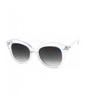 Women's Oversize Horn Rimmed Round Lens Cat Eye Sunglasses 52mm - Clear / Lavender - CX12OBRERI3 $6.35 Cat Eye