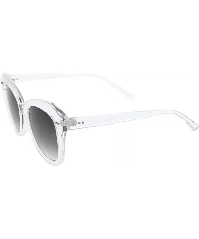 Women's Oversize Horn Rimmed Round Lens Cat Eye Sunglasses 52mm - Clear / Lavender - CX12OBRERI3 $6.35 Cat Eye