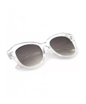 Women's Oversize Horn Rimmed Round Lens Cat Eye Sunglasses 52mm - Clear / Lavender - CX12OBRERI3 $6.35 Cat Eye