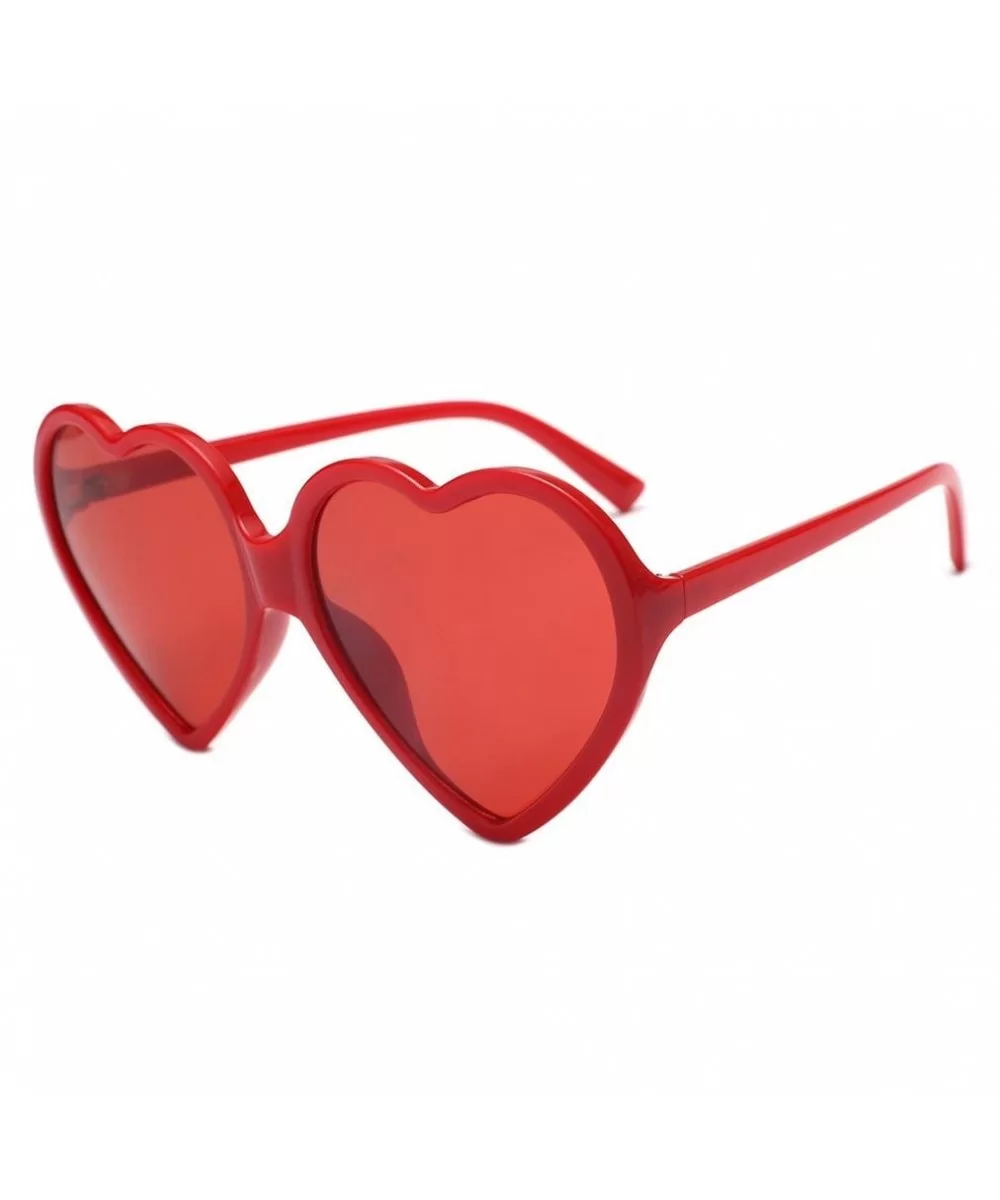 Women Fashion Oversized Heart Shaped Retro Sunglasses Cute Eyewear (Red) - Red - CG18G3D2KWM $7.08 Oversized