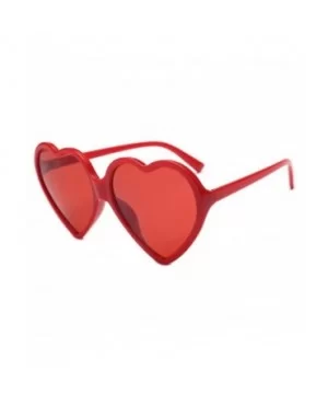 Women Fashion Oversized Heart Shaped Retro Sunglasses Cute Eyewear (Red) - Red - CG18G3D2KWM $7.08 Oversized