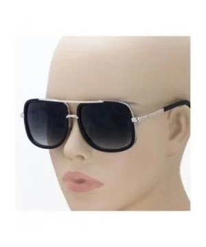 Flat Top Aviator Retro Celebrity Style Classic Square Frame Sunglasses - Matte Black Gold - CU180TTW3ML $6.49 Aviator