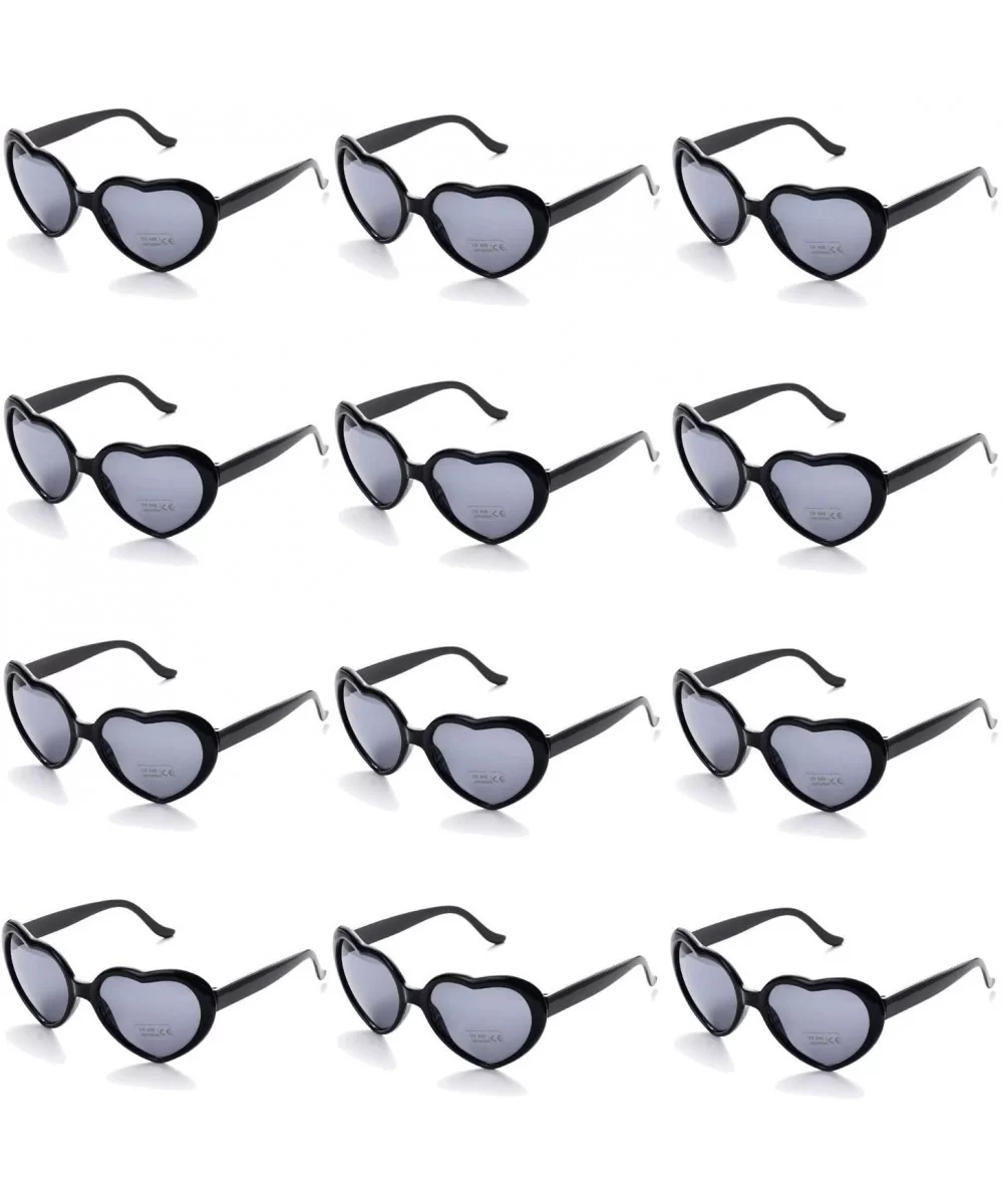 12 Pack Black Heart Sunglasses for Women Wholesale Unisex 80's Party Favors Eyewear Multiple Choice(Black Heart) - CW18RXHK99...