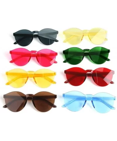 Rimless Sunglasses Reflective Sun Glasses for Women Round Transparent Eyewear Retro Eyeglasses Multi Color - CS194KX87RZ $6.1...