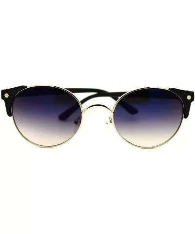 High Fashion Sunglasses Womens Round Side Horn Rim Unique Frame - Silver Matte Black - CB11FDG6M5P $6.09 Round