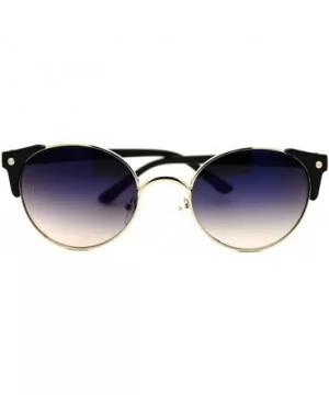 High Fashion Sunglasses Womens Round Side Horn Rim Unique Frame - Silver Matte Black - CB11FDG6M5P $6.09 Round