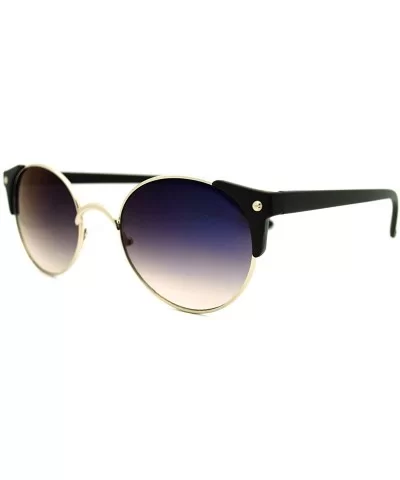 High Fashion Sunglasses Womens Round Side Horn Rim Unique Frame - Silver Matte Black - CB11FDG6M5P $6.09 Round