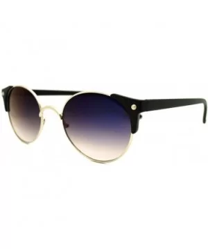 High Fashion Sunglasses Womens Round Side Horn Rim Unique Frame - Silver Matte Black - CB11FDG6M5P $6.09 Round