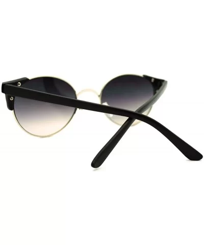 High Fashion Sunglasses Womens Round Side Horn Rim Unique Frame - Silver Matte Black - CB11FDG6M5P $6.09 Round