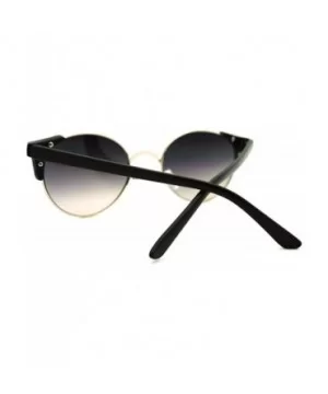 High Fashion Sunglasses Womens Round Side Horn Rim Unique Frame - Silver Matte Black - CB11FDG6M5P $6.09 Round