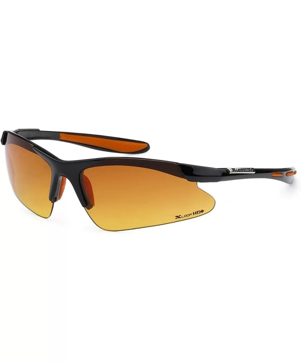 5Zero1 HD Men Women Half Frame Outdoor Running Sport Sunglasses - Black + Orange - C511MAHYGCF $5.69 Wrap