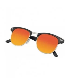 Retro Fashion Half Frame Flash Mirror Lens Semi Rimless Horned Rim Sunglasses - Red Mirror - CX12I5I87OV $6.26 Wayfarer