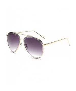 Women Classic Glitter Circle Round Tinted Lens UV Protection Fashion Aviator Sunglasses - Gradient Purple - C618WR9SUM7 $12.6...