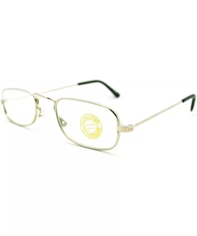 Classic Vintage Retro Extra Small Rectangular Wire Rim Optical Eye Glasses - Silver - CA11KUKHN0R $8.40 Rectangular